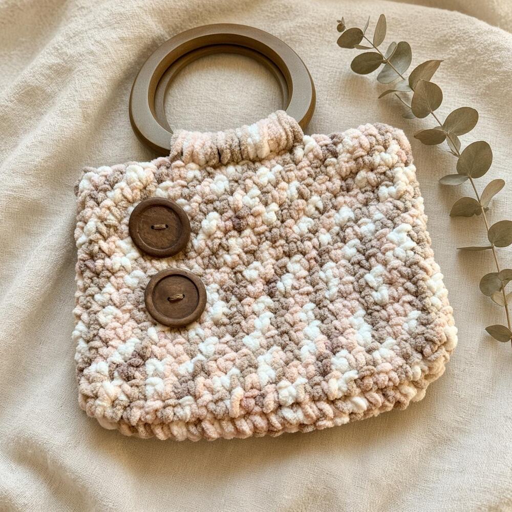 Chunky Chenille Crochet Handmade Tote